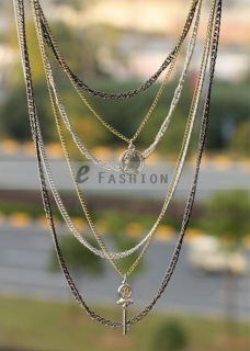 Schlüssel Anhänger Damen multi layer Kette necklace NEU 101 0272