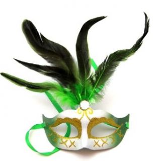 Fasching Maske Braziliano mit Federn und Glamour Glitzer