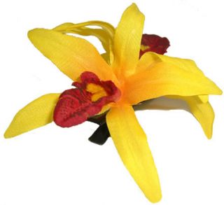 Hawaii Tiki Hibiskus Blüte rockabilly Haarklammer gelb