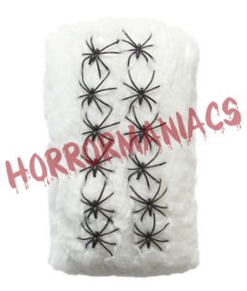 Halloween Horror Riesen Spinnennetz 110 g 12 Spinnen