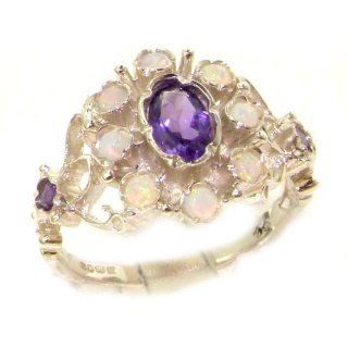 Damen Ring 9 Karat (375) Weißgold mit Amethyst Opal   Größe 50 (15