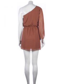 Damen Einschultriges Kleid Chiffon Dress Top Oberteil Mokka Farbe 36