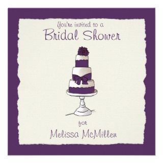 Purple Wedding Cake Bridal Shower Invitations