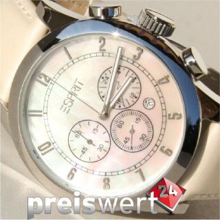 Damen Uhr Rotunda White Chrono ES000ER1005 NEU UVP 149 €