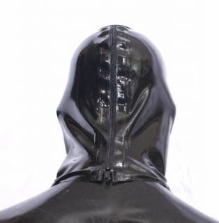 Latex Kopfmaske mit Zip und Haarschutz,Latexmaske, schwarz, Gr.M