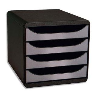 Exacompta 310438D Ablagebox, Big Box Classic, schwarz/silber metallic