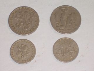 159 Tschechien   CSSR   2 Münzen  1 Krone   20 Heller 1924/1928