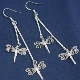 Classical Style Silver Plated Lovely Drop Dragonfly Hook Dangle Charm
