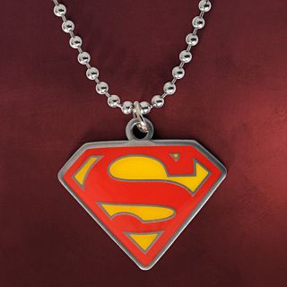 Superman Halskette mit Anhänger 48 cm Kette mit rot gelbem Logo NEU