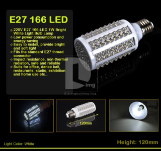 220V E27 166 LED 7W Super Bright White Light Bulb Corn Lamp Energy