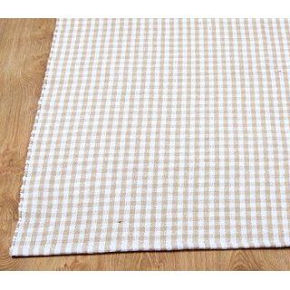 Karo Teppich aus 100 % Baumwolle, handgewebt, kariert. Teppich 110