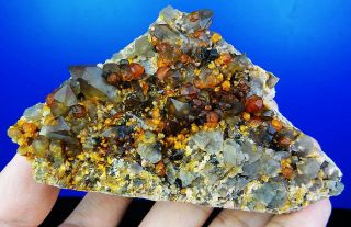 TOP Mineralien Rauchquarz,Spessartin Granat Orange ~Yunxiao