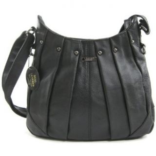 Damen Leder Umhängetaschen / Handtasche mit Plissierte Design (Dunkel