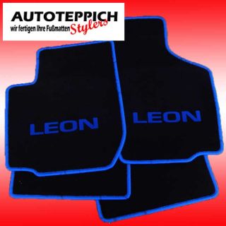 Q100 Fussmatten Autoteppich fuer Seat Leon 1M LEON mittig blau in