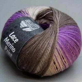 Lana Grossa Lace Merino Print 109 braun violett 50g Wolle 