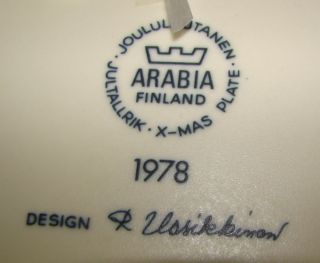 Weihnachtsteller 1978 Arabia Finland, D 23 c 185/2128