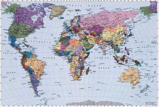 , Weltkarte, 4 teilig, 270x 188 cm, Worldmap, Landkarte von 2003