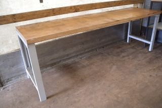 Arbeitstisch / Packtisch / Werkbank mit Holzplatte auf Eisengestell ca