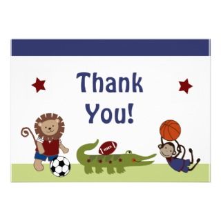 Team/Animals Sports Baby Shower Thank You Personalized Announcements
