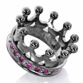 Heartbreaker Ring Krone schwarz mit synthetischem Granat 