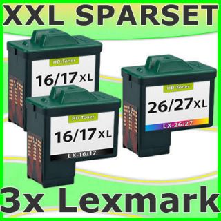 3x LEXMARK 17+27 / 16+26 DRUCKER PATRONE REFILL TINTE PATRONEN