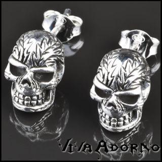 Paar 925 Silber Ohrstecker Totenkopf Ohrringe Gothic Biker Skull
