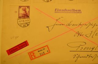 Deutsches Reich Einschreibebrief Nothilfe Trachten gest. 1935