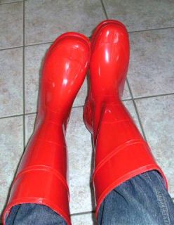 Rote hohe Gummistiefel Grösse 44 Stiefel glänzende rote