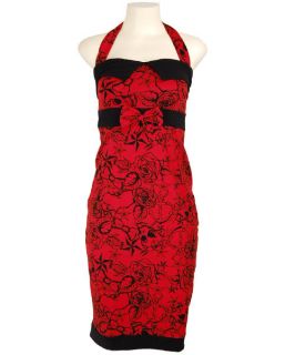 Red Vtg Rockabilly Pin Up Dita Tattoo Kleid Dress S