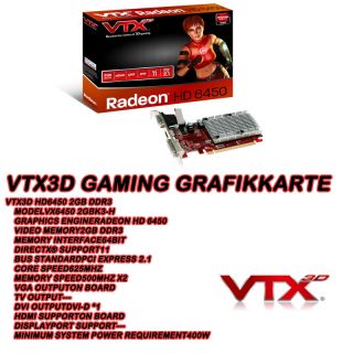 Computer PC Gamer Grafikkarte ATI RADEON VTX3D HD6450 / 2048MB DDR3