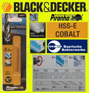 Piranha Hi Tech Metall INOX Edelstahl COBALT Bohrer HSS E 2,5 mm