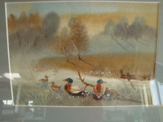 0810A1 244 Aquarell Enten am Teich