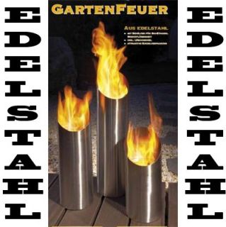 Edelstahl Feuersäule 37 cm Gartenfeuer Terrassenfeuer Ethanol