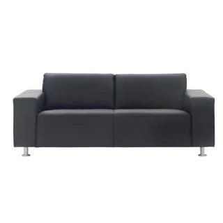 Sofa SPEED, 2 Sitzer, schwarz, Echt Leder, 166x78x89cm (BxHxT