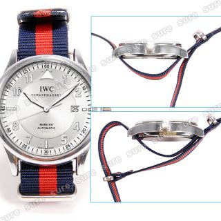 20mm Nylon Uhrenarmband Uhrband Uhr Armband Blau+Rot Edelstahl