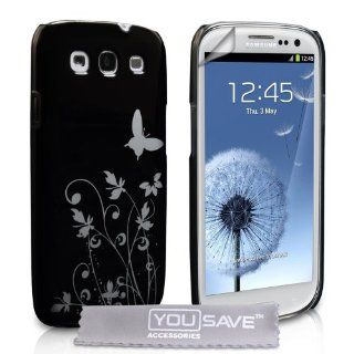 Yousave Accessories® Samsung Galaxy S3 Tasche Schwarz Schmetterling