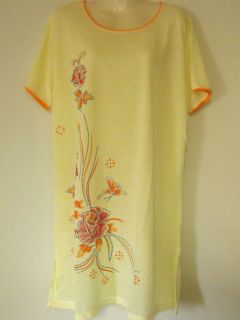 Damen Nachthemd Gr.48 / XL , Gelb ,100 % Baumwolle , DNH/255 2