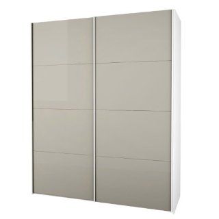 Schwebetürenschrank Falun 182cm Weiß / Hochglanz Sand 