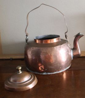 Biedermeier Kupfer Kessel Wasserkessel Teekessel handgetrieben