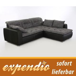 Sofa Couch Corey 273x200cm anthrazit schwarz, Polsterecke Ecksofa