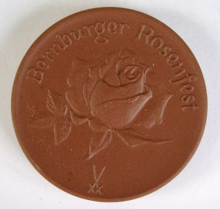 Meißen Porzellan Medaille Bernburger Rosenfest Bernburg