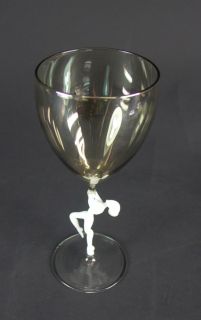 schönes Art Deco Figurenglas   Weinglas Lauscha Bimini