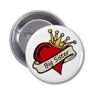 Big Sister Heart Tattoo Pinback Button