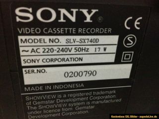 SONY SLV SX740 VHS Recorder ShowView HI FI Stereo Smart Engine Video