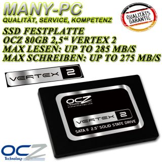 SSD OCZ Vertex 2 80GB (OCZSSD2 2VTX80G) 285MB lesen, 275MB schreiben 2