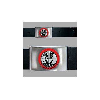 Koppelgürtel, Feuerwehr Logo   Leder   schwarz   130cm 
