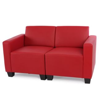 Modular Zweisitzer Sofa Couch Lyon Kunstleder schwarz creme rot