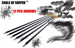 12 * Hunting Arrow hunter Nocks Fletched Arrows Fiberglass Target