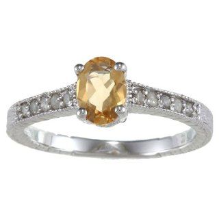 25ct Echter Citrin Diamant Ring Vintage Stil in Sterling Silber