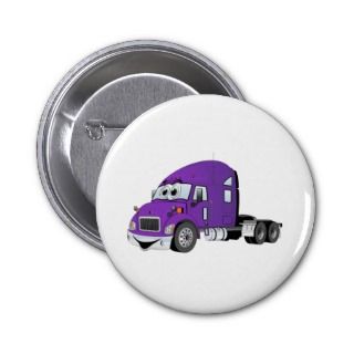 Semi Truck Purple Cartoon Pinback Button